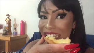 mouth fetish eating pizza and burping