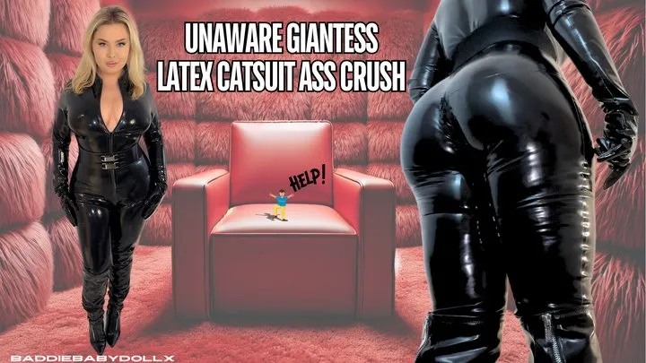 Unaware Giantess Latex Catsuit Ass Crush