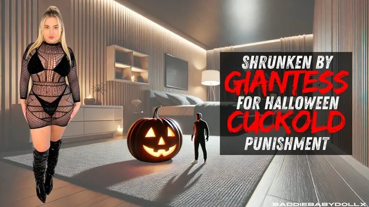 Shrunken by Giantess for Halloween Cuckold Punishment