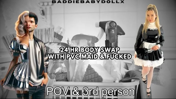 24hr Body Swap with PVC Maid & Fucked by her BF (POV & 3rd Person)