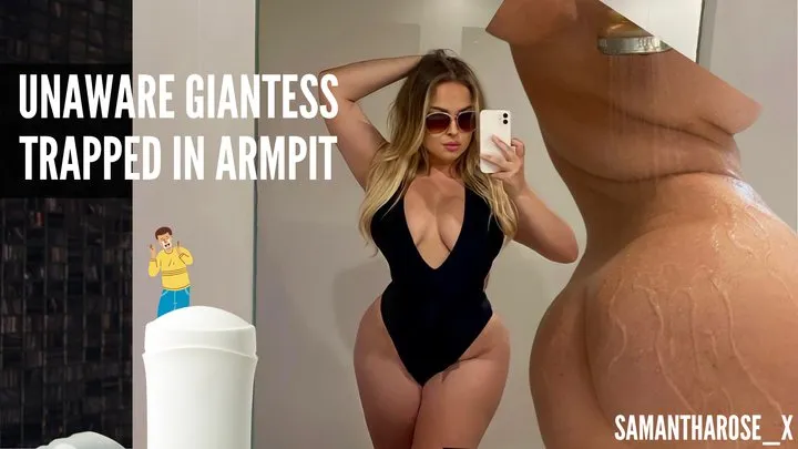 unaware giantess - trapped in armpit