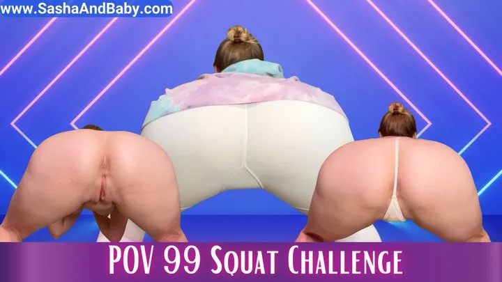 99 Squats in White Leggings, G String, and Nude