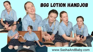 BGG Lotion Hand Job from Two Inexperienced Schoolgirls