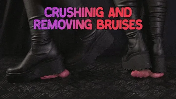 Crushing and Removing Bruises in Platform Knee High Boots (Close Version) - TamyStarly - Cock Balls Crush Trample, Shoejob, CBT, Trampling, Bootjob, Stomping