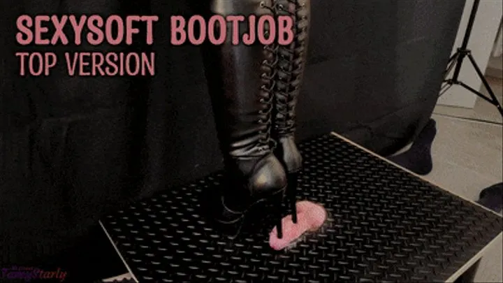 SexySoft Bootjob in Leather Knee Boots with TamyStarly (Top Version) - CBT, Bootjob, Ballbusting, Femdom, Shoejob, Crush, Ball Stomping, Foot Fetish Domination, Footjob, Cock Board