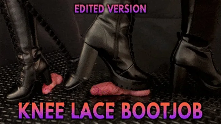 Cock Squeeze & Bootjob in Sexy Black Lace Knee Boots with TamyStarly (Edited Version) - CBT, Bootjob, Ballbusting, Femdom, Shoejob, Crush, Ball Stomping, Foot Fetish Domination, Footjob, Cock Board