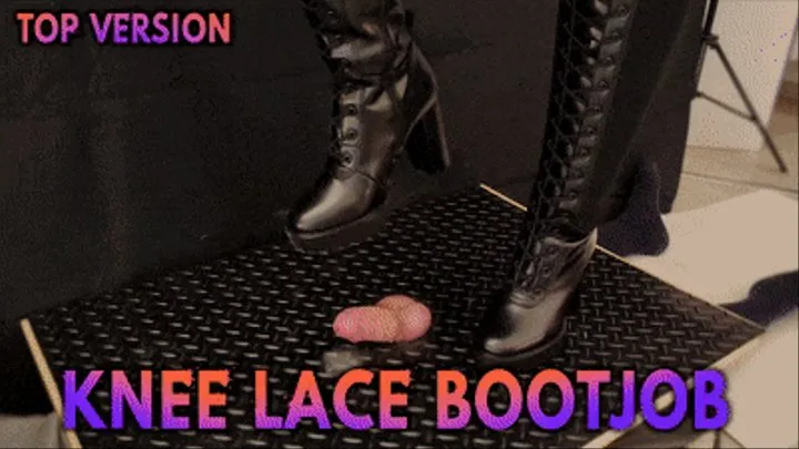 Cock Squeeze & Bootjob in Sexy Black Lace Knee Boots with TamyStarly (Top Version) - CBT, Ballbusting, Femdom, Shoejob, Crush, Ball Stomping, Foot Fetish Domination, Footjob, Cock Board
