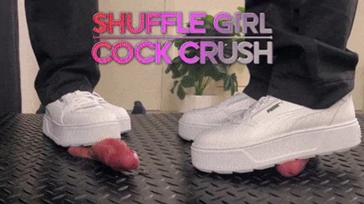 Shuffle Girl Cock Crush in White Platform Puma Sneakers (Slave POV Version) - Tamystarly - Balls Trample, CBT, Bootjob, Trampling, Shoejob, Stomping