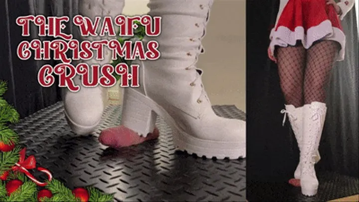 Waifu Christmas Crush in White Painful Boots (Double Version) - TamyStarly - Bootjob, Shoejob, Ballbusting, CBT, Trample, Trampling, High Heels, Crush, Crushing