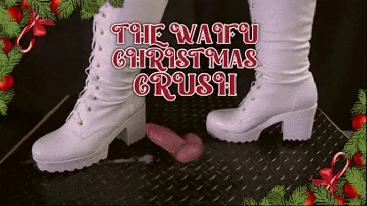 Waifu Christmas Crush in White Painful Boots (Close Version) - TamyStarly - Bootjob, Shoejob, Ballbusting, CBT, Trample, Trampling, High Heels, Crush, Crushing