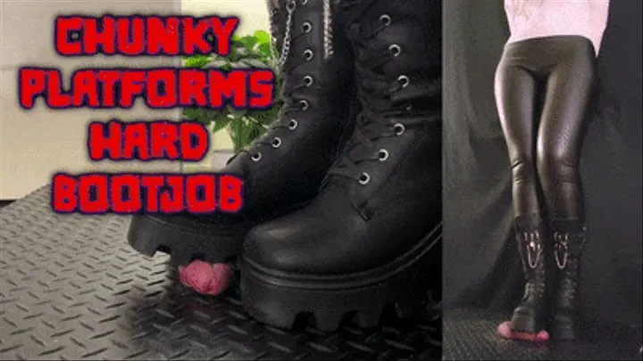 A Hard Bootjob in Chunky Platform Black Boots (Double Version) - TamyStarly - Bootjob, Shoejob, Ballbusting, CBT, Trample, Trampling, High Heels, Crush, Crushing