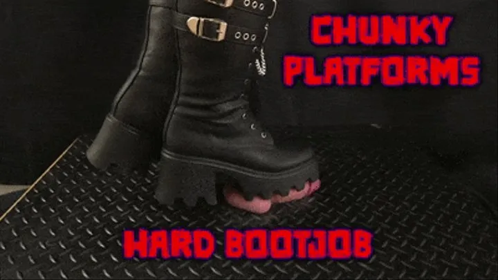 A Hard Bootjob in Chunky Platform Black Boots (Close Version) - TamyStarly - Bootjob, Shoejob, Ballbusting, CBT, Trample, Trampling, High Heels, Crush, Crushing