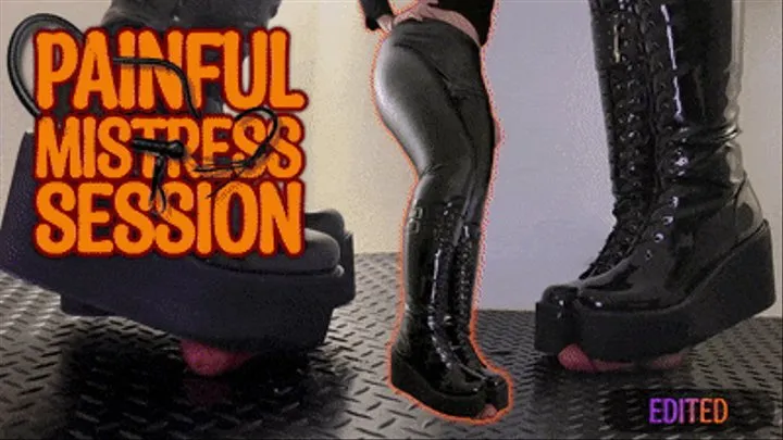 Painful Mistress Session in Heavy Chunky Platform Black CBT Boots (Edited Version) - TamyStarly - Shoejob, Bootjob, Ballbusting, Trample, Trampling, Crush, Stomp