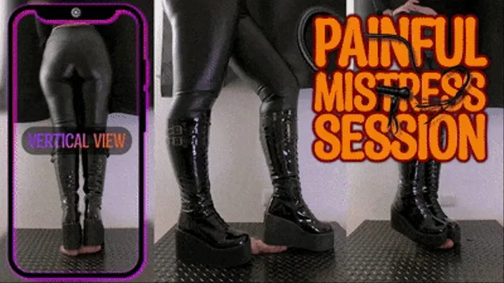 Painful Mistress Session in Heavy Chunky Platform Black CBT Boots (Vertical Version) - TamyStarly - Shoejob, Bootjob, Ballbusting, Trample, Trampling, Crush, Stomp