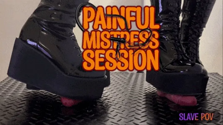 Painful Mistress Session in Heavy Chunky Platform Black CBT Boots (Slave POV Version) - TamyStarly - Shoejob, Bootjob, Ballbusting, Trample, Trampling, Crush, Stomp