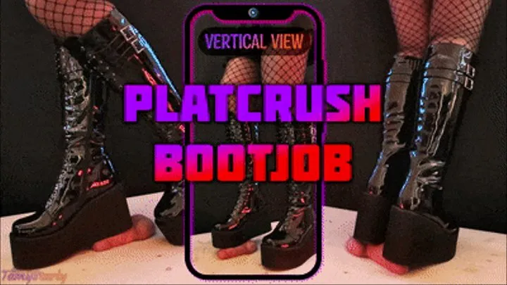 PLATCRUSH Bootjob in Platform Knee Sexy Heels with TamyStarly - (Vertical Version) - CBT, Ballbusting, Heeljob, Femdom, Shoejob, Ball Stomping, Foot Fetish Domination, Footjob, Cock Board, Crush, Trampling