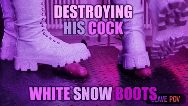 Aggressive Bootjob in White Combat Snow Boots, Post Orgasm Stomping with TamyStarly - (Slave POV Version) - CBT, Ballbusting, Heeljob, Femdom, Shoejob, Ball Stomping, Foot Fetish Domination, Footjob, Cock Board, Crush, Trampling