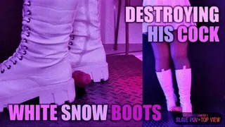 Aggressive Bootjob in White Combat Snow Boots, Post Orgasm Stomping with TamyStarly - (Mixed Version) - CBT, Ballbusting, Heeljob, Femdom, Shoejob, Ball Stomping, Foot Fetish Domination, Footjob, Cock Board, Crush, Trampling