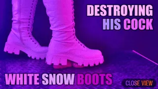 Aggressive Bootjob in White Combat Snow Boots, Post Orgasm Stomping with TamyStarly - (Close Version) - CBT, Ballbusting, Heeljob, Femdom, Shoejob, Ball Stomping, Foot Fetish Domination, Footjob, Cock Board, Crush, Trampling