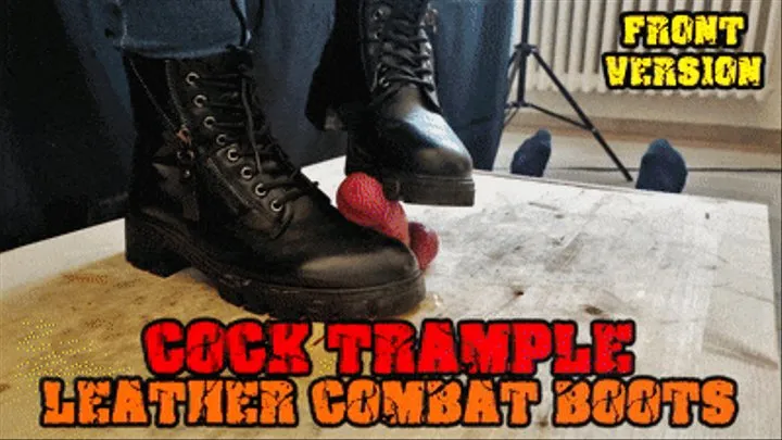 Crushing his Cock in Combat Boots Black Leather - CBT Bootjob with TamyStarly - (Front Version) - Heeljob, Ballbusting, Femdom, Shoejob, Ball Stomping, Foot Fetish Domination, Footjob, Cock Board, Crush