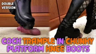 Chunky Aggressive Boots Hard Crushing Cock and Balls with TamyStarly - (Double Version) - Bootjob, CBT, Heeljob, Ballbusting, Femdom, Shoejob, Ball Stomping, Foot Fetish Domination, Footjob, Cock Board, Crush