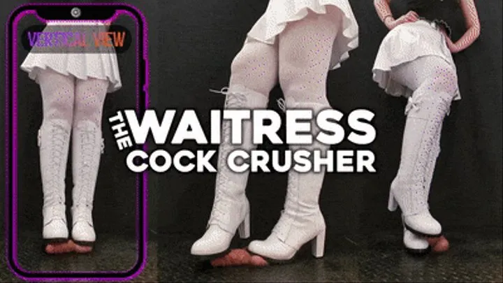 House Waitress Traps and Dominates you in White Dangerous Boots - TamyStarly - (Vertical Version) CBT, Ballbusting, Bootjob, Heeljob, Femdom, Shoejob, Ball Stomping, Foot Fetish Domination, Footjob, Cock Board, Crush, Trampling