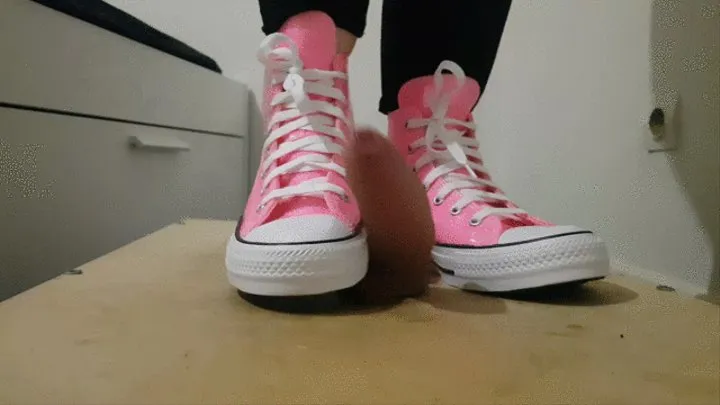 Cock Crush Cum with pink Converse