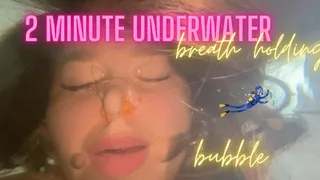 Face underwater 2 minute breath control