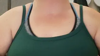SSBBW brushes hair with bare tits