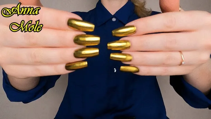 Hands Fetish Golden Manicure Jewelry