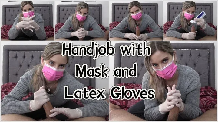 Masked Handjob with latex gloves