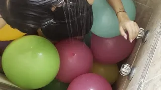 Taking a delicious shower with my balloons, perfect orgasm