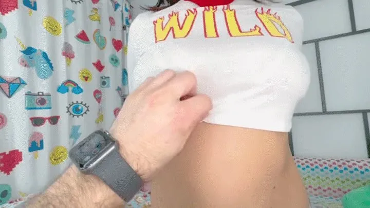 Bubble butt cutie in booty shorts getting ass jiggled and spread
