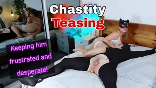 Femdom Chastity Tease with Facesitting Orgasms