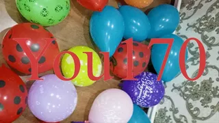 Popping balloons after the party with feet and booty