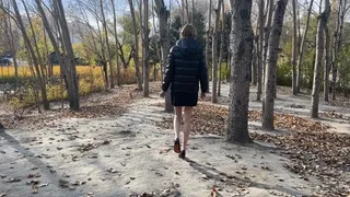 girl got lost in the forest and fell, twisting her leg, she is in great pain, she falls several times, she has to go down and up the mountains with a sore leg