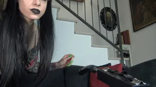 GOTH SCHOOLGIRL AND HER PUSSY STRETCHED BY SEX MACHINE