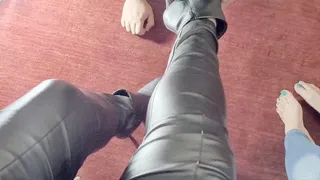 Foot humiliation in a worship with this slave