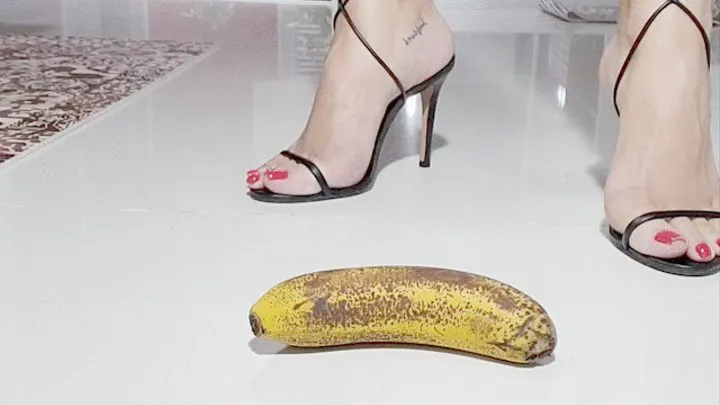 Crushing food, now one banana on my high heels