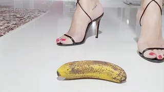 Crushing food, now one banana on my high heels