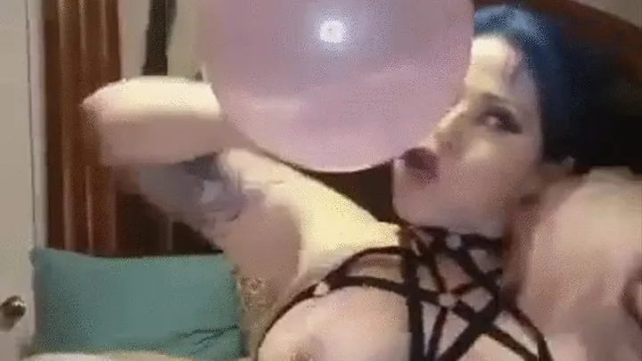 Balloon Masturbation and POV BJ in Bondage Harness, Dominatrix Boots & Pigtails