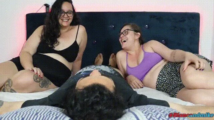 Two wives dominating their slave