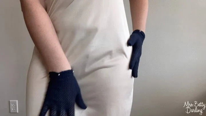 White Slip White Floral Cotton Panties Navy Gloves Tease SFW