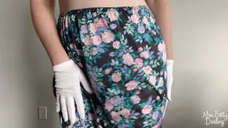 Floral Slip Purple Panties White Gloves Tease SFW