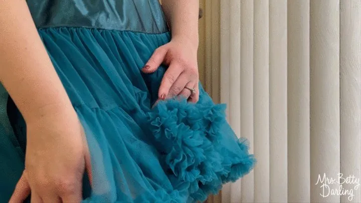 Betty's Boudoir: Blue Petticoat and Gold Satin Panties