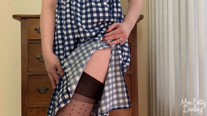 Betty's Boudoir: Black Garterbelt with Polka Dot Stockings and Thong