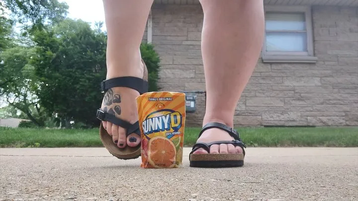 CapriSun Juicebox Pop & Squirt by Big Wide BBW Feet with Black Toe Polish and Great ASMR Sound