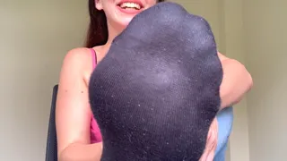 Fake Friend "Lets" You Smell Her Socks - Foot Smelling POV With Dirty Black Socks