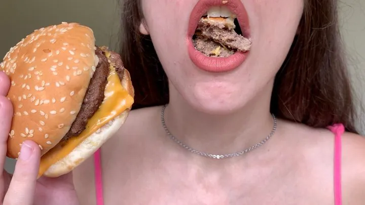 Watch Me Chew A Double Cheeseburger - Chewed Food & Vore Eating