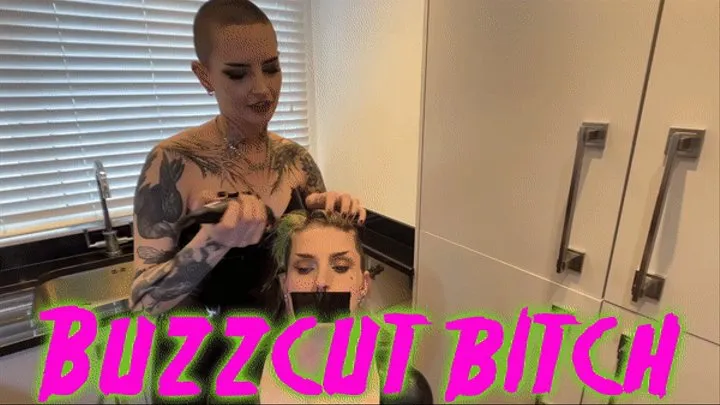 Buzzcut Bitch Femdom Lesbian Head Shaving with Anura Laas and Mina the Sinner